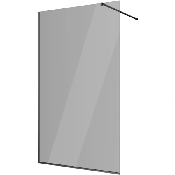 душевая перегородка berges sky black 064029 120 см, профиль черный матовый, стекло тонированное
