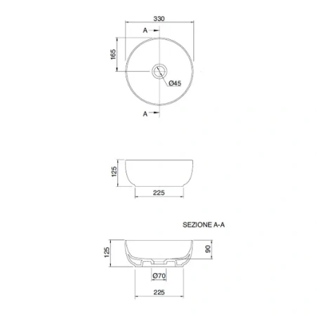 раковина scarabeo glam 1808 35 накладная, круглая, ø33 см, черная