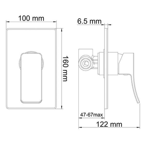 смеситель для душа, wasserkraft aller 10651 цвет хром