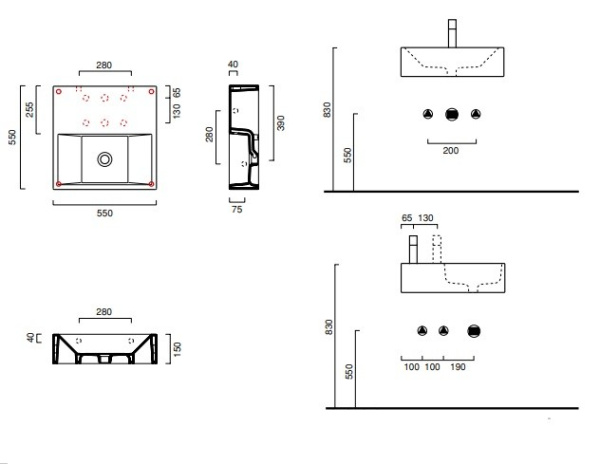 раковина накладная / подвесная 55 см catalano verso 55ve, белая