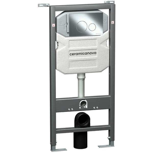комплект унитаза с инсталляцией ceramicanova metropol cn4002mb_1001ch_1000 с сиденьем микролифт и клавишей смыва хром