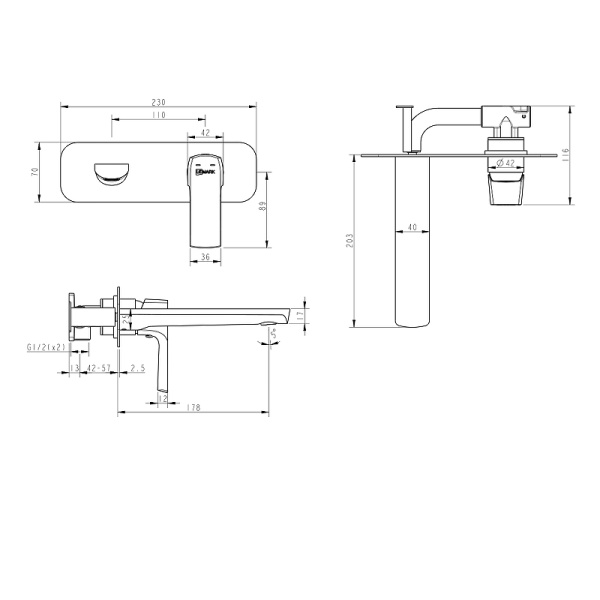 смеситель для раковины lemark ursus lm7226bl черный матовый