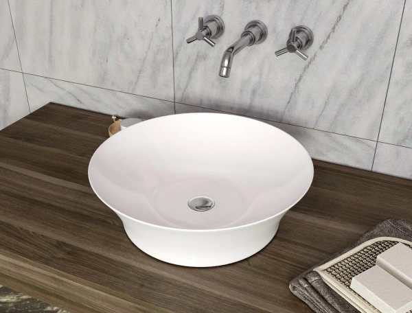раковина allen brau liberty 420 4.32002.20 накладная, без перелива, ø42xh12.5 см, белая