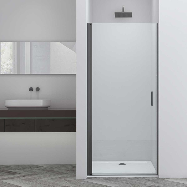 душевая дверь vincea alpha 90 vdp-3al900clgm профиль вороненая сталь, стекло прозрачное