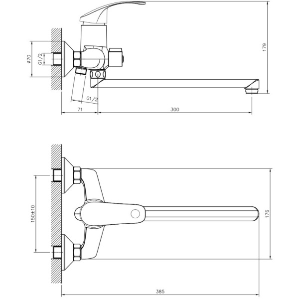 смеситель для ванны decoroom dr71 (dr71043)