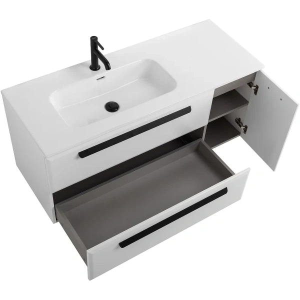 тумба под раковину cezares eco eco-cer-n-1200-2c-1a-so-bl-l 120 см l, подвесная, bianco lucido
