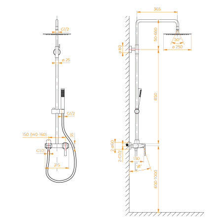 душевая система rgw shower panels sp-31g 51140131-06 золото