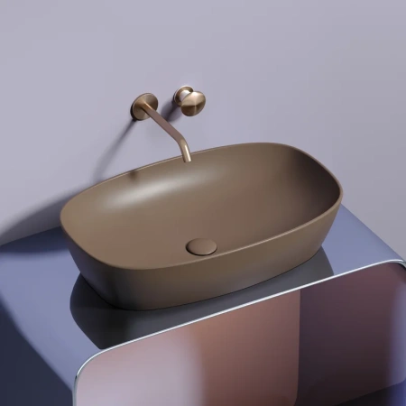 раковина ceramicanova element cn6049mdb накладная, 60x38 см, темно-коричневая матовая