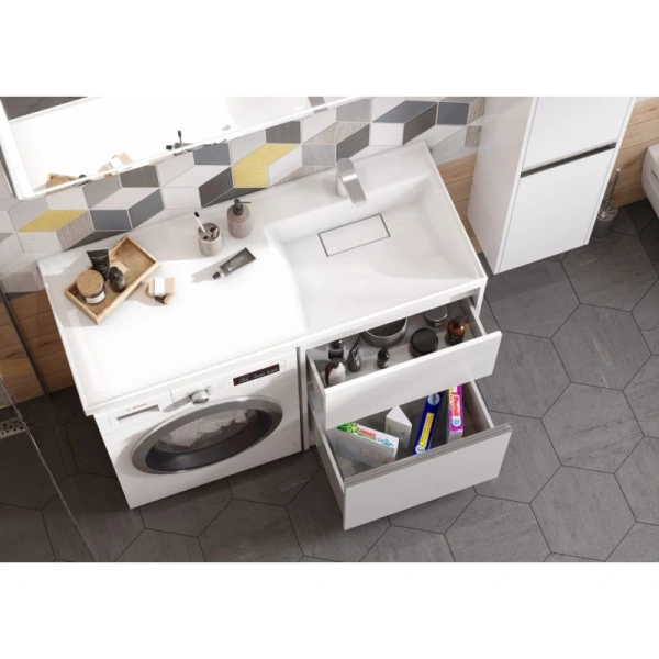 раковина акватон лондри 1a72243klh010 над стиральной машиной, 120x50 см, белая