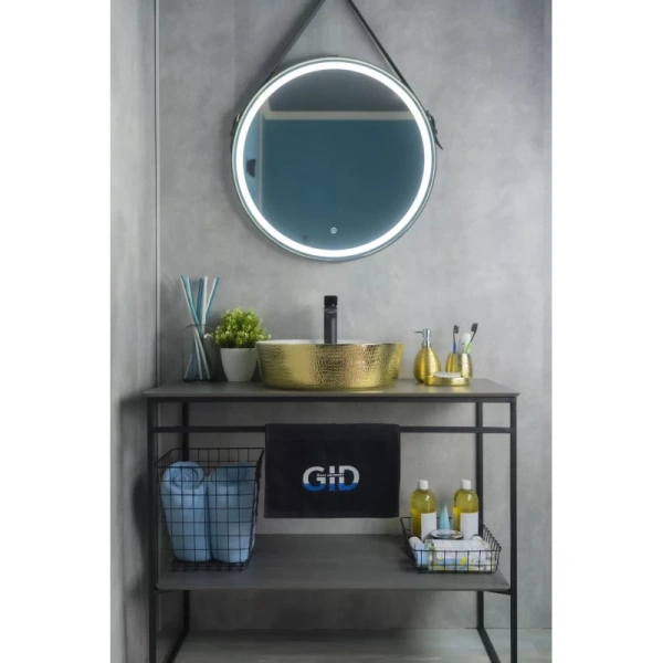 раковина ceramalux d1306h025 накладная, 45x45 см, белая / золото