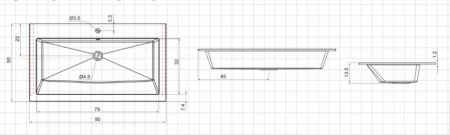 раковина полувстраиваемая aquanet электра 90 см, белый, 00270157