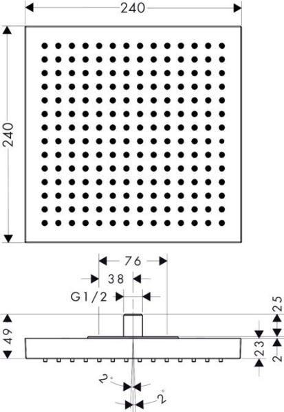 верхний душ 240x240 мм axor showersolutions 10924000