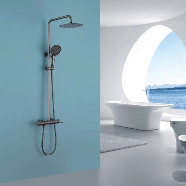 душевая система abber emotion af8816ngl 250 мм, со смесителем, никель