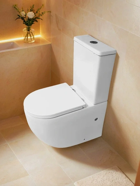 унитаз компакт azario blanco az-t003b-r напольный, безободковый, с бачком и сиденьем микролифт, 63х36х82 см, белый