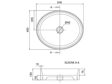 раковина scarabeo thin 8030 накладная, округлая, 54.5x45 см, белая