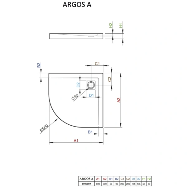 душевой поддон 90×90 см radaway argos a 4aa99-01