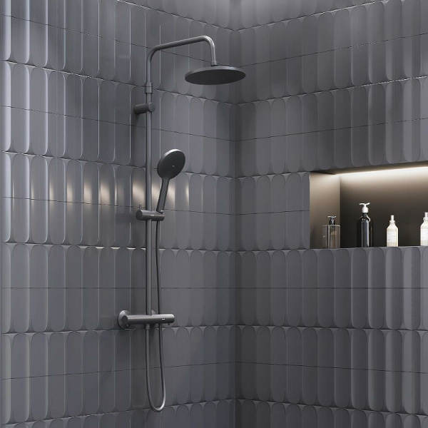 душевая система damixa jupiter 977800300 с термостатом, черный матовый