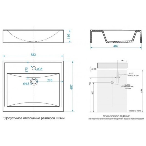 раковина paulmark amberg pm750431 над стиральной машиной, 59.2х59.2 см, белая