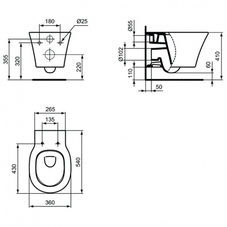 комплект унитаза с инсталляцией ideal standard connect air e212101 с сиденьем микролифт