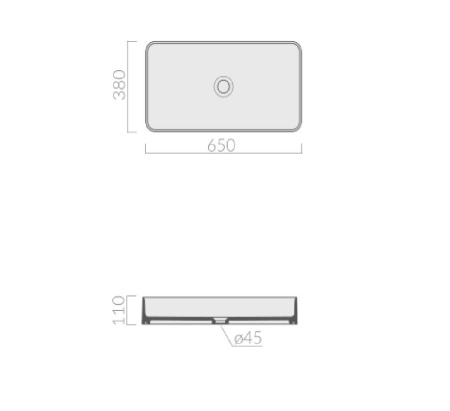 раковина накладная galassia smartb 7415mt 65x38