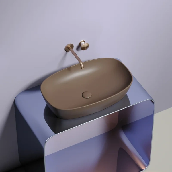 раковина ceramicanova element cn6049mdb накладная, 60x38 см, темно-коричневая матовая