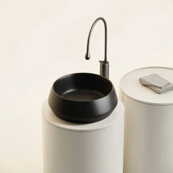 раковина накладная ceramicanova maya круглая 40 см цвет черный матовый cn12004mb