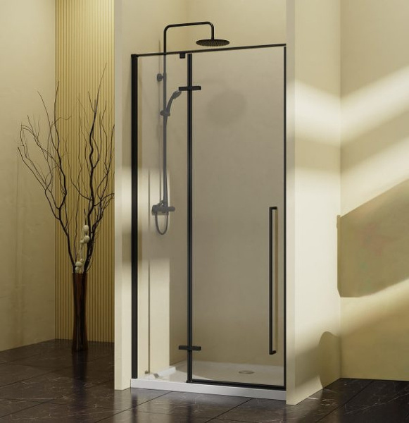 душевая дверь vincea slim-n 90 vdph-5sn900clb профиль черный, стекло прозрачное
