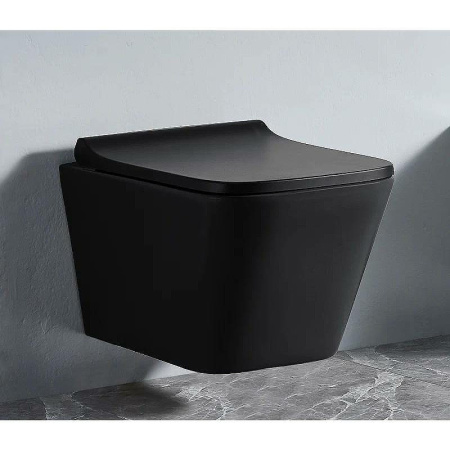 унитаз подвесной ceramalux ns5170mb с сиденьем микролифт, черный матовый