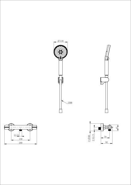 смеситель для душа с термостатом wonzon & woghand inn 5, черный матовый (ww-b2063-a-mb)
