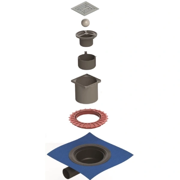 душевой трап berges zentrum uno 150x150 090372 с решеткой хром матовый