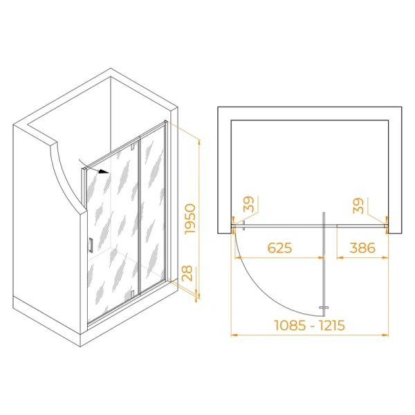 душевая дверь в нишу rgw passage pa-008 110 см, профиль хром