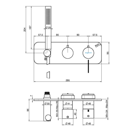 смеситель для душа fima carlo frattini f3149nx3cr, встраиваемый, термостатический, цвет золото