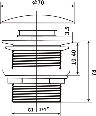 донный клапан vincea dbs-216 для раковины, с керамической крышкой, клик клак, для раковины, с переливом, белый