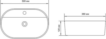 раковина накладная 50 см aquanet lake-2 00211287, белая