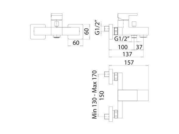 cмеситель для ванны и душа mamoli feel 1840pd40d22k черный матовый