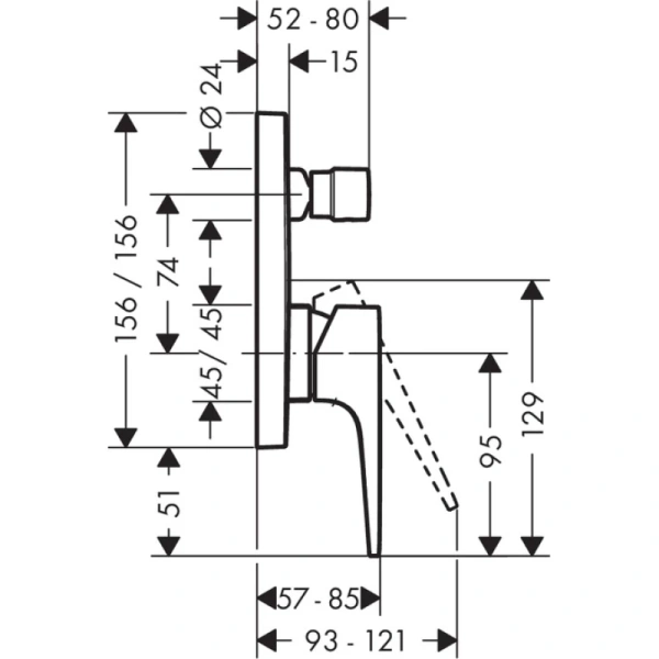 смеситель для ванны hansgrohe metropol 74545000