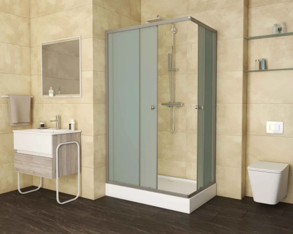 душевой уголок niagara eco 110×80 ng-118-14q профиль серебро стекло матовое