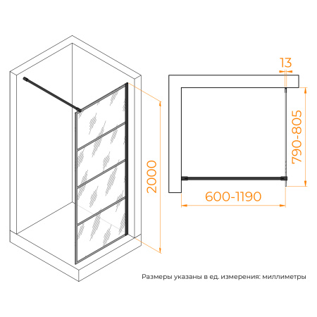 душевая перегородка rgw wa-019b 800