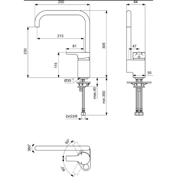 смеситель для кухни ideal standard active b8084aa