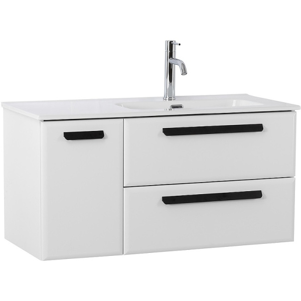 тумба под раковину cezares eco-cer-n 100 r eco-cer-n-1000-2c-1a-so-bl-r подвесная bianco lucido без ручек