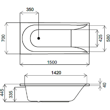 акриловая ванна am.pm spirit 150x70 см w72a-150-070w-a2