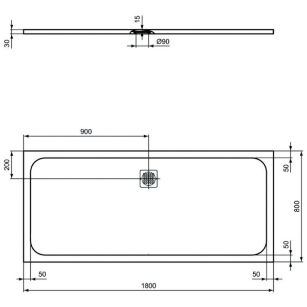 душевой поддон 180×80 см ideal standard k8304fv ultraflat s