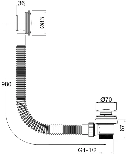 слив-перелив для ванны allen brau priority 5.31027-gb 70 мм, клик-клак, брашированное золото, без гидрозатвора