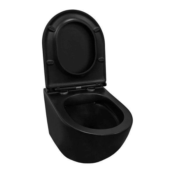 унитаз azario grado 490х370х360 безободковый с сиденьем микролифт, черный матовый (az-0046-mb)