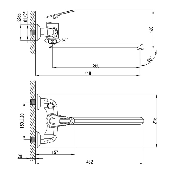 смеситель для ванны lemark luna lm4117c универсальный хром