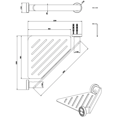 полка угловая gessi emporio 38861#149 22#6x22#6x25 мм, цвет finox