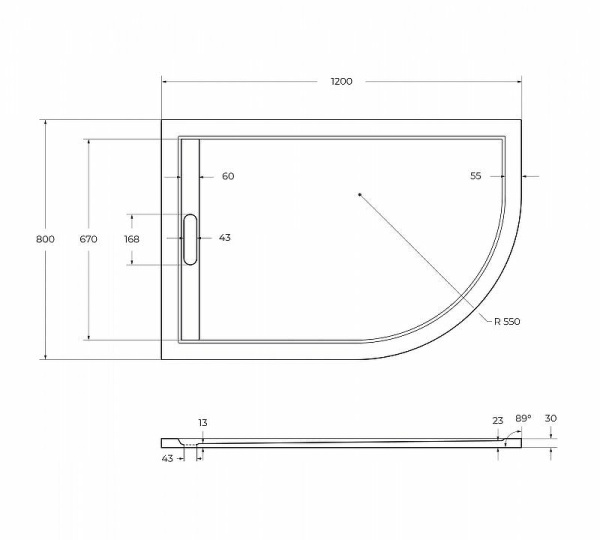 душевой поддон из искусственного камня cezares tray as 120x80 l tray-as-rh-120/80-30-w-l белый