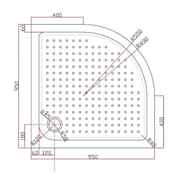 акриловый поддон для душа cezares tray a 95х95 tray-a-r-95-550-15-w белый