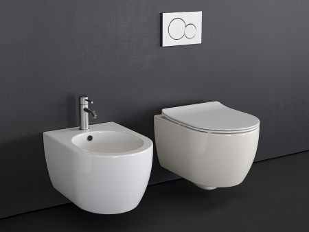 унитаз подвесной безободковый scarabeo moon clean flush 5520/cl, без сиденья, цвет белый