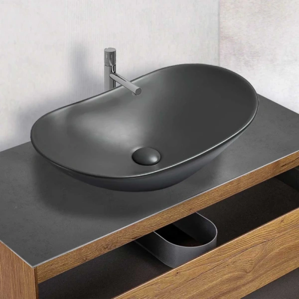 раковина накладная vincea vbs-508ma 72.5х37 см, цвет антрацит матовый